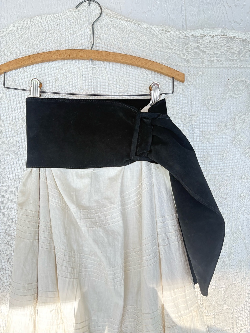 Vintage Black Heavy Suede Wrap Belt total length 39 inches